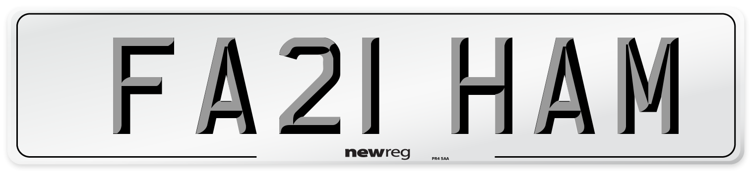 FA21 HAM Number Plate from New Reg